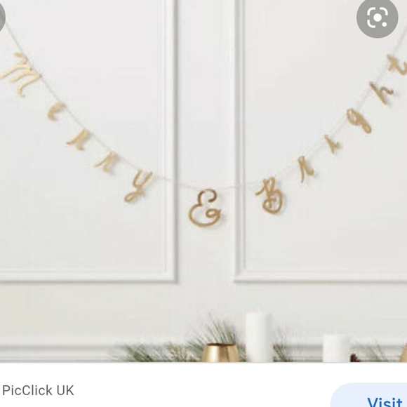 New opalhouse Merry & Bright metallic gold Script banner Garland Christmas - Picture 5 of 10